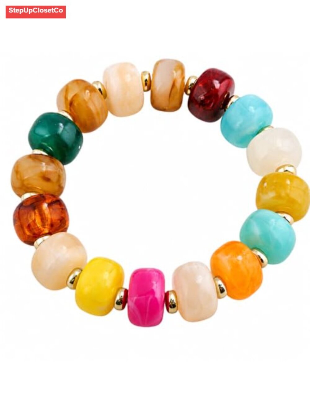 Chunky Beaded Stretch Bracelet Boho Acrylic Jewelry Women